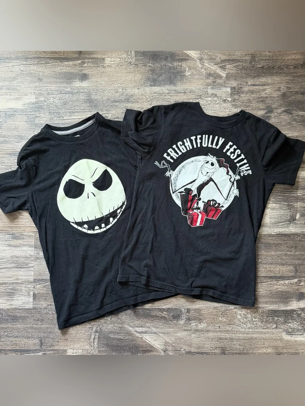 Lot of 2 Nightmare Before Christmas black short sleeve shirts boys L 10-12